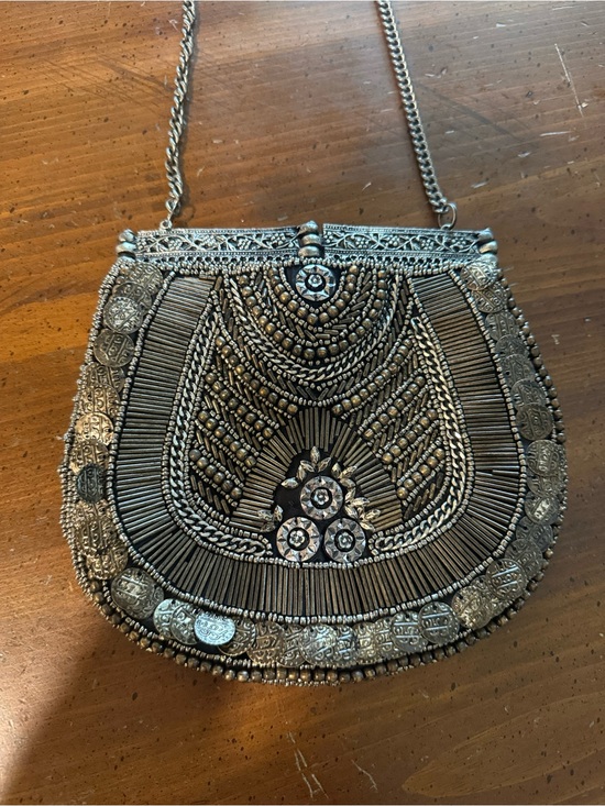 Free People Handbags - Free People Embellished Silver Beaded Crossbody Bag - Women's Evening Purse